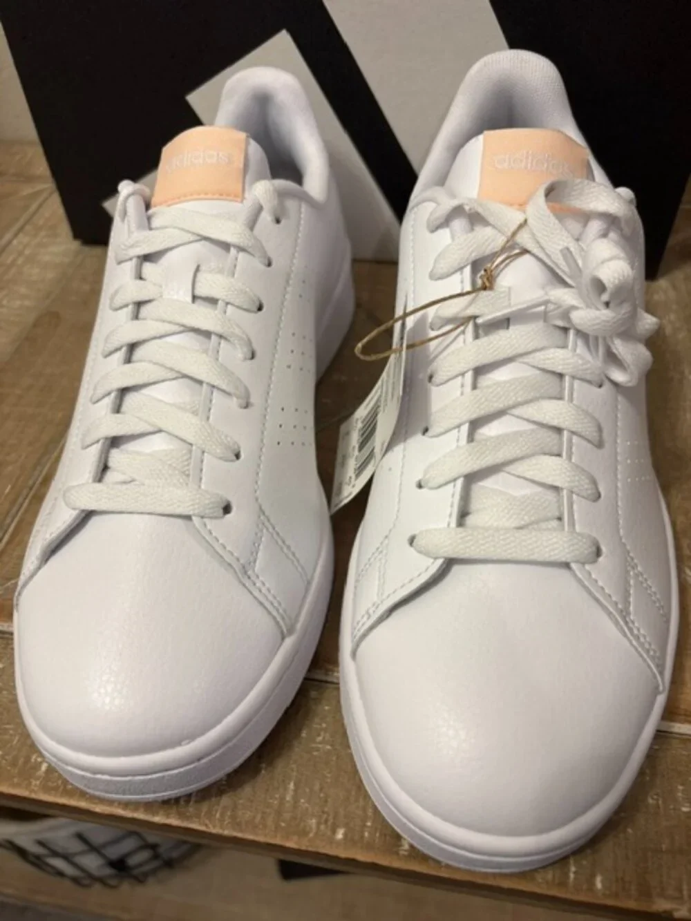 NEW adidas Advantage Cloud White Linen Green Sneakers Women - Picture 6 of 6